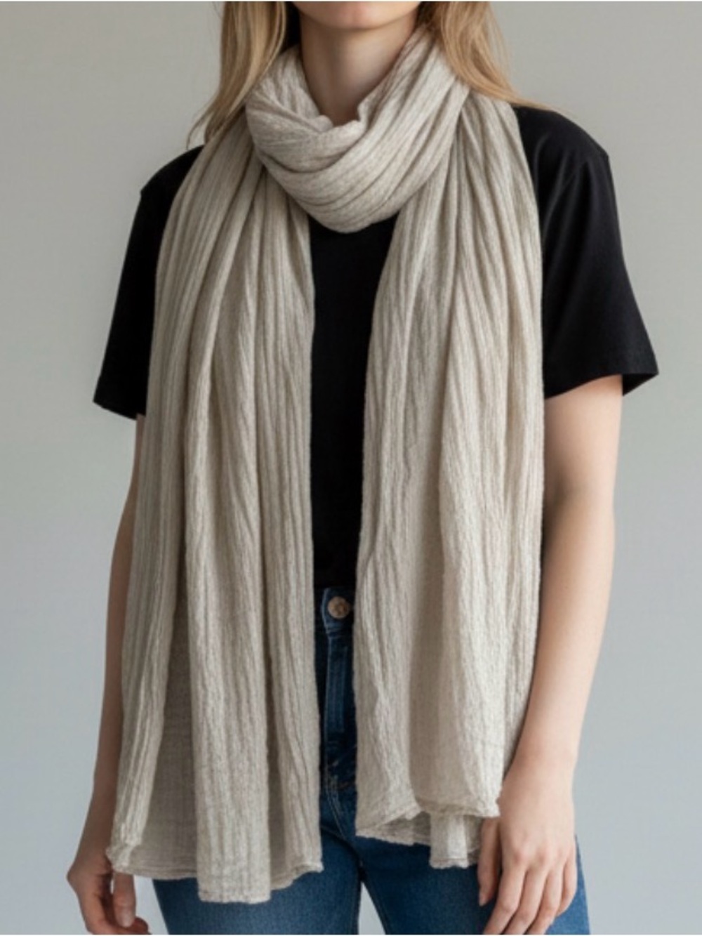LOF Neutral Beige Lightweight Women's Wrap Scarf